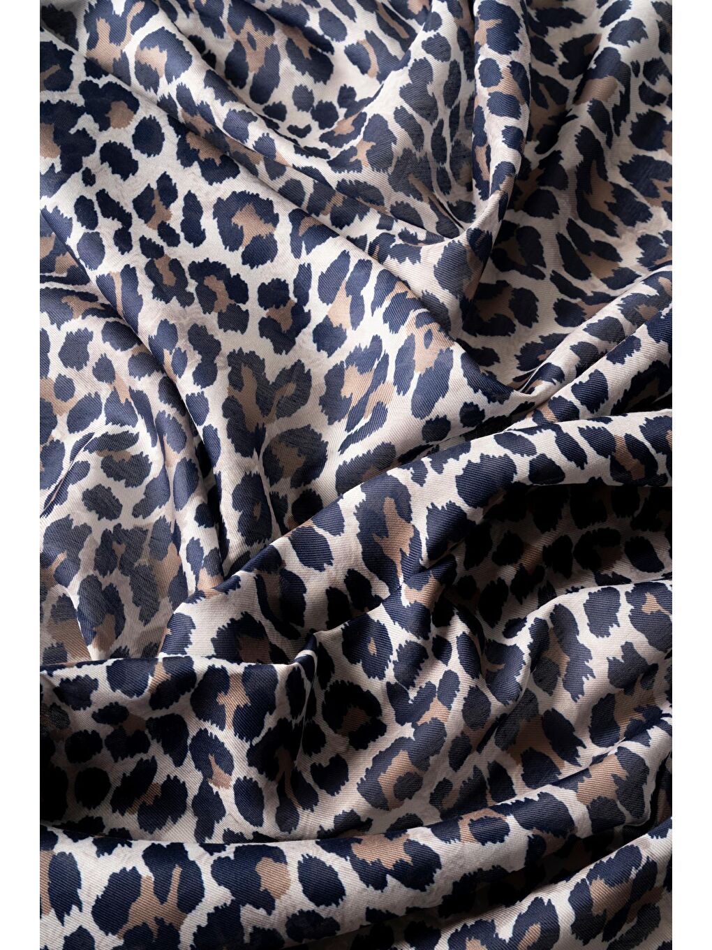 Lacivert Kadın Leopar Desen Soft Şal-2