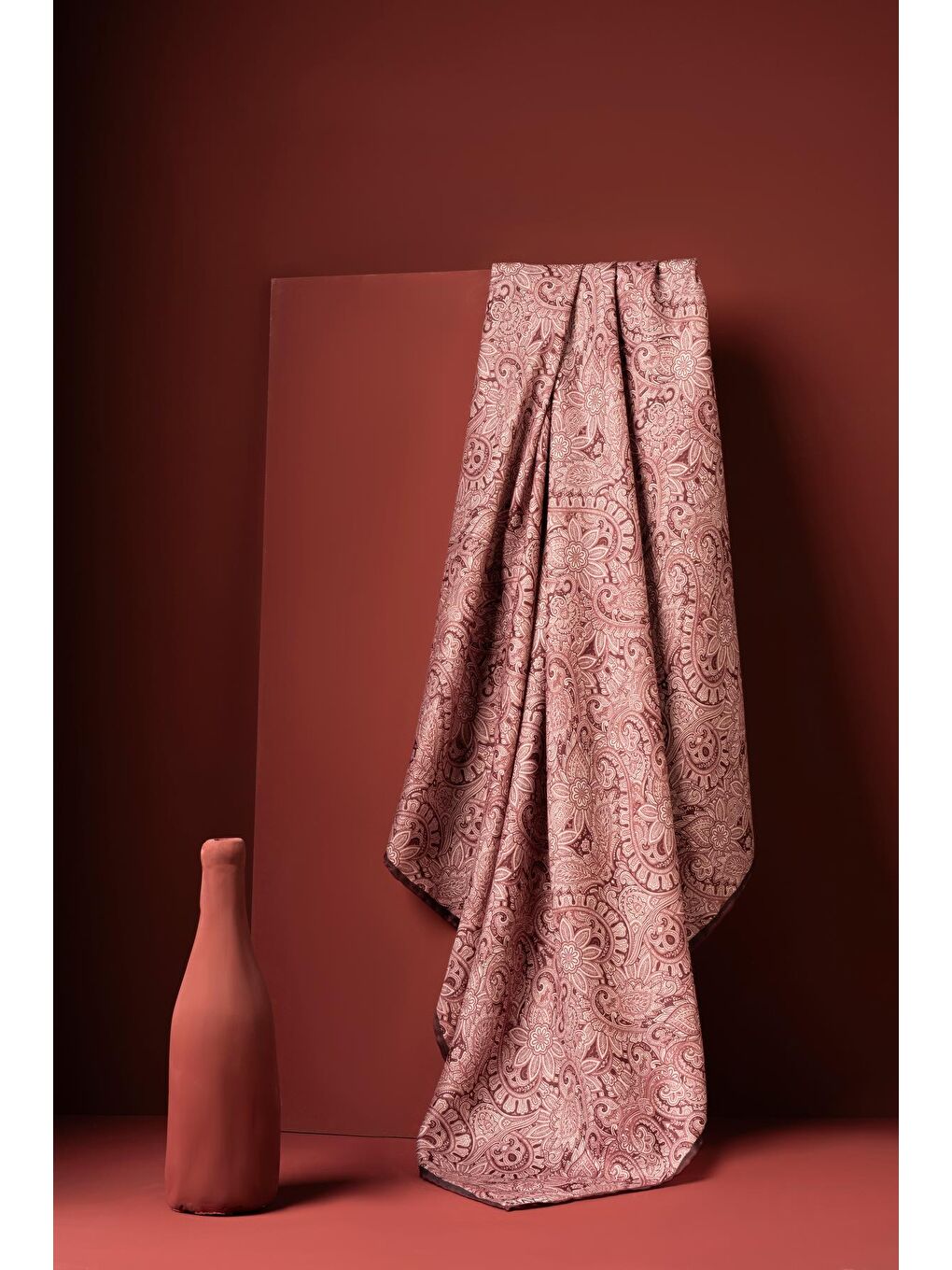 Bordo Kadın Etnik Desen Soft Eşarp Hattena