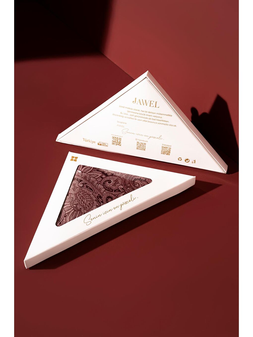 Bordo Kadın Etnik Desen Soft Eşarp Hattena-1