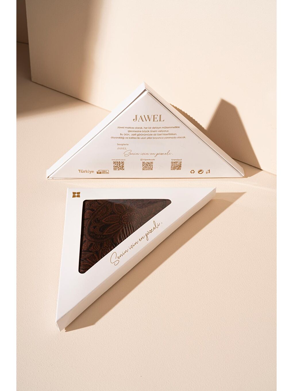 Kahverengi Kadın Etnik Desen Soft Eşarp Hattena-1