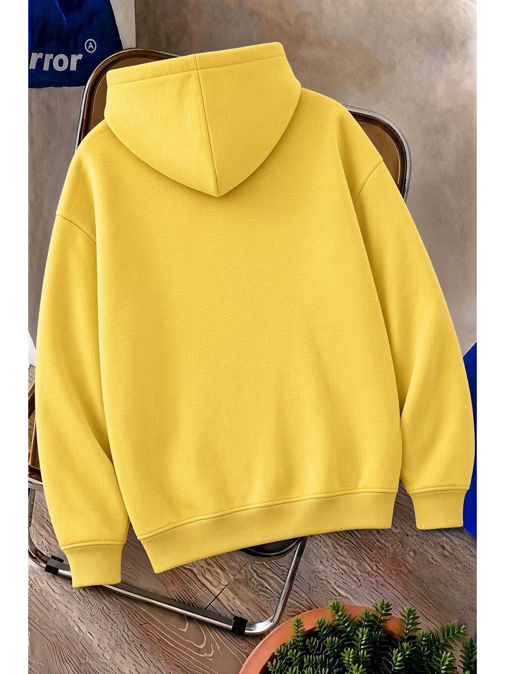 Sarı Sw Life Design Minimalist İllüstrasyon Baskılı Unisex Kapüşonlu Sweatshirt-büyük Beden Seçenekli-1