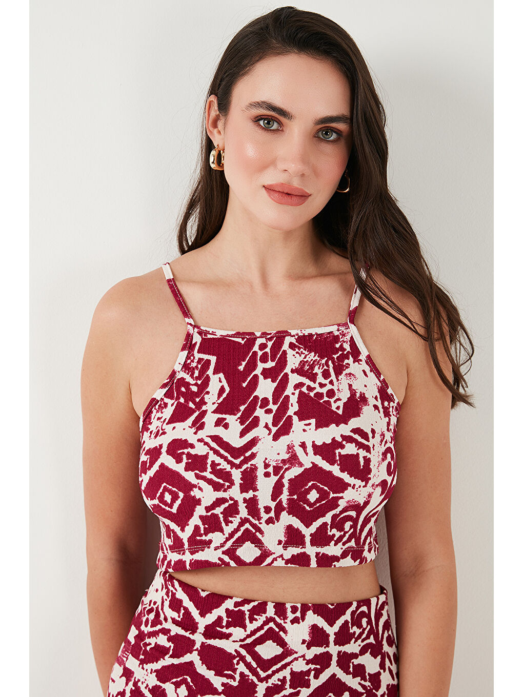 Mürdüm Slim Fit İp Askılı Yırtmaçlı Midi Alt-Üst Kadın Takım 5865726-4