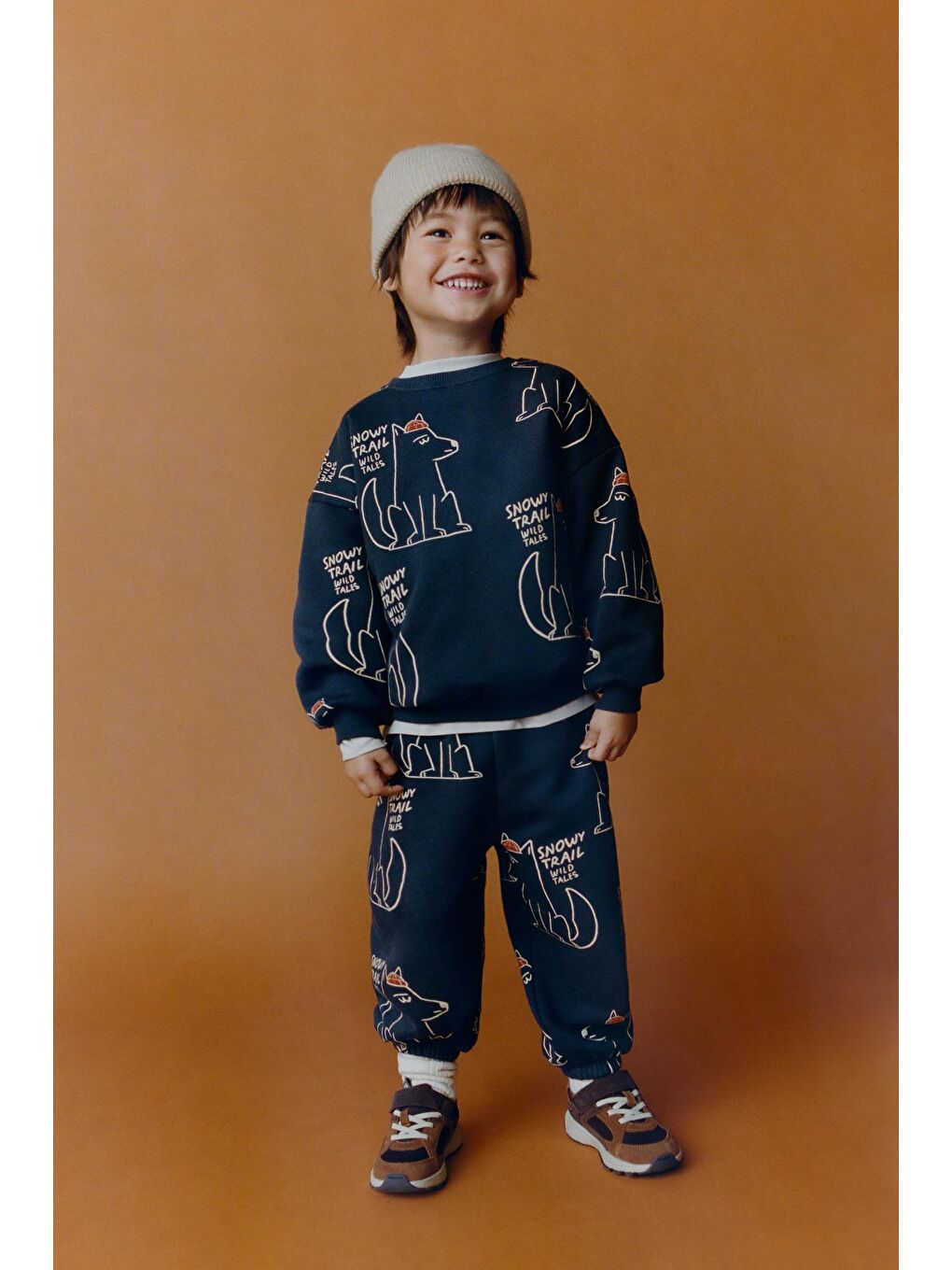 Erkek Çocuk Pamuklu Lacivert Baskılı Eşofman Takımı – Rahat Kesim
