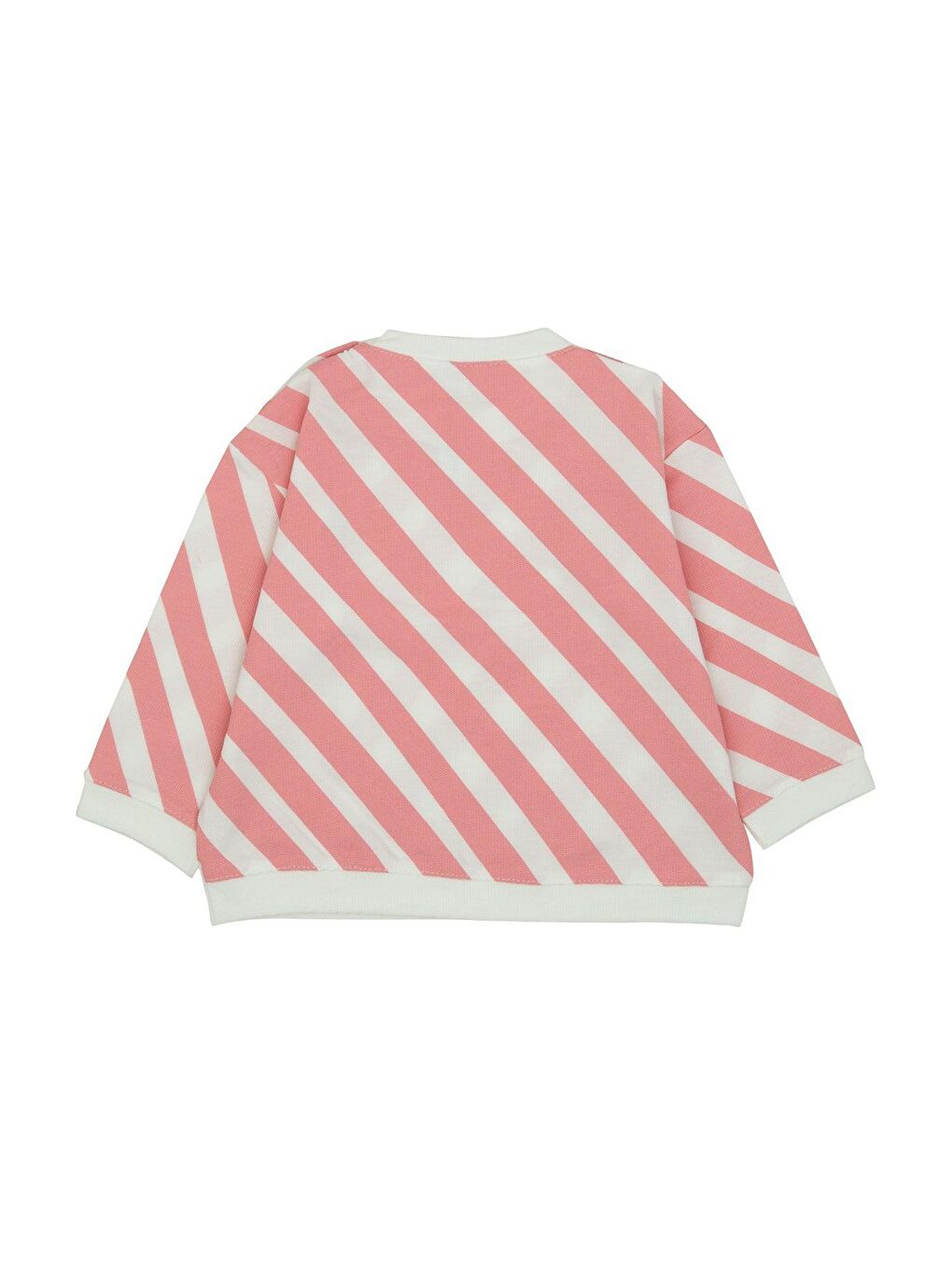 Jrmori Pembe Omzu Çıtçıtlı Verev Çizgi Baskılı Sweatshirt - 1