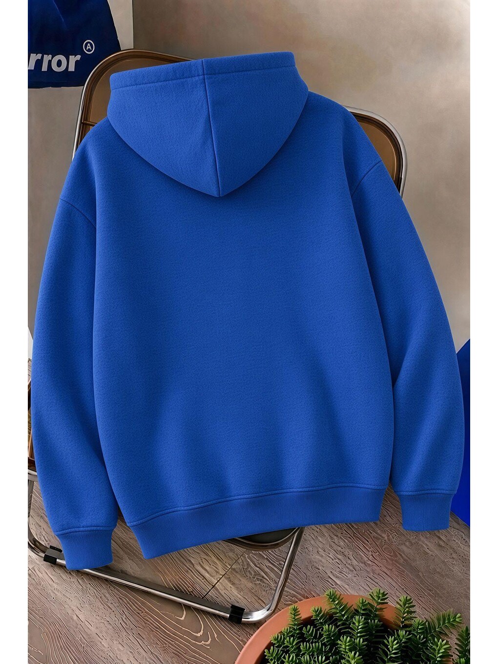 Mavi Sw Life Design Minimalist İllüstrasyon Baskılı Unisex Kapüşonlu Sweatshirt-büyük Beden Seçenekli-1