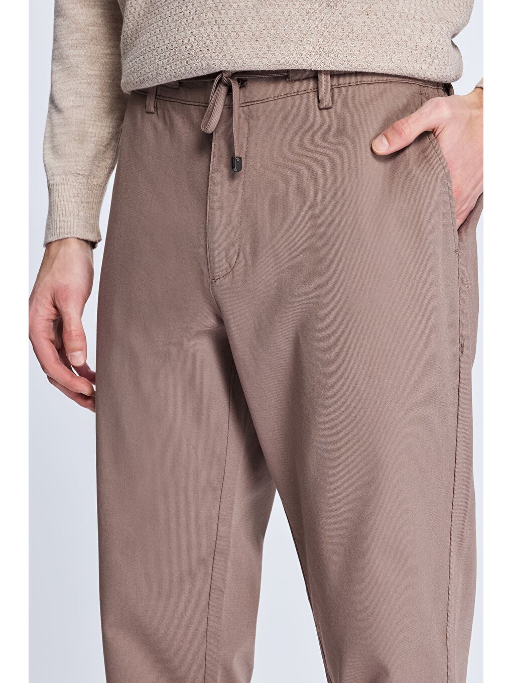 Bej Vizon Dinamik Fit Yandan Cepli Casual Jogger Pantolon-2