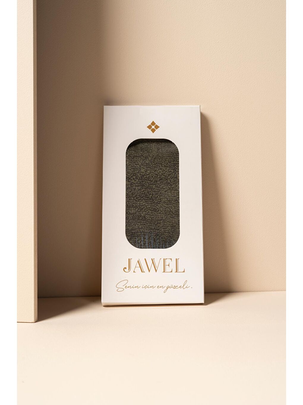 Haki Kadın Parlak Pamuksu Eşarp-1