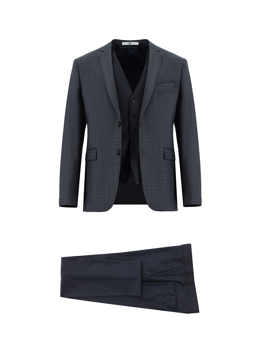 Gri Super Slim Fit Ekstra Dar Kesim Kombinli Yelekli Takım Elbise