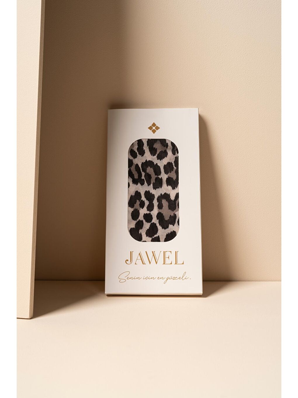 Bej Kadın Leopar Desen Soft Şal-1