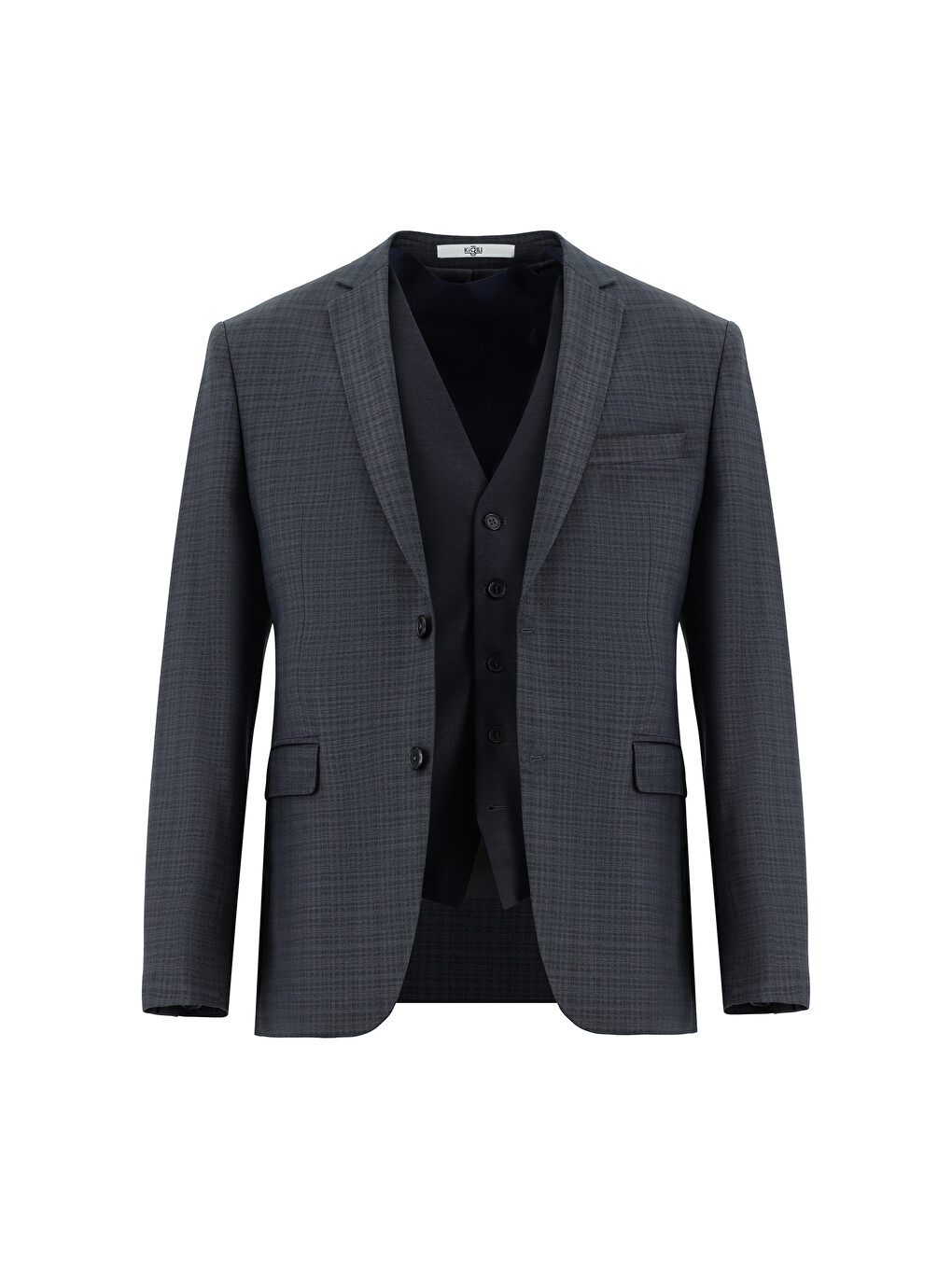 Gri Super Slim Fit Ekstra Dar Kesim Kombinli Yelekli Takım Elbise-1