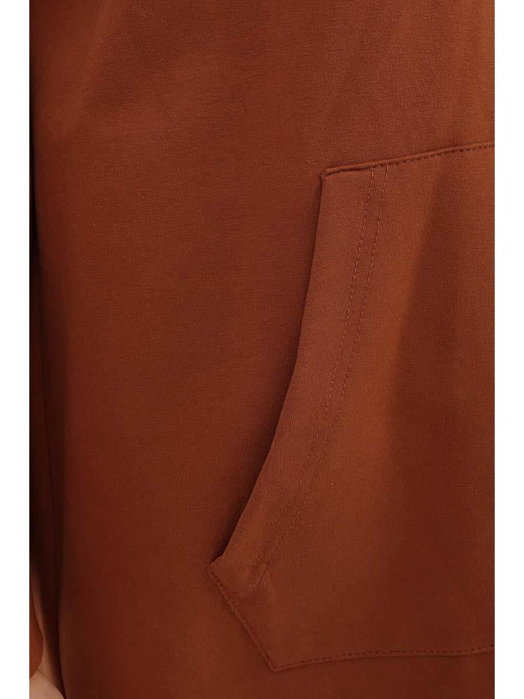 Kahverengi Kahve Kapüşonlu Fermuarlı Sweat Hırka-4