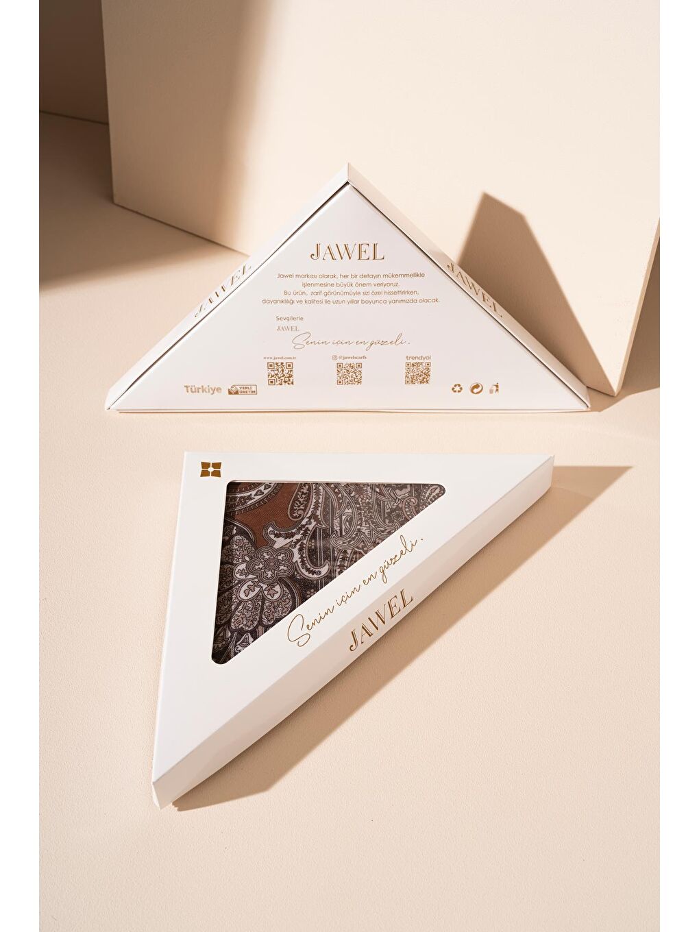 Bej Kadın Etnik Desen Soft Şal Adessa-1