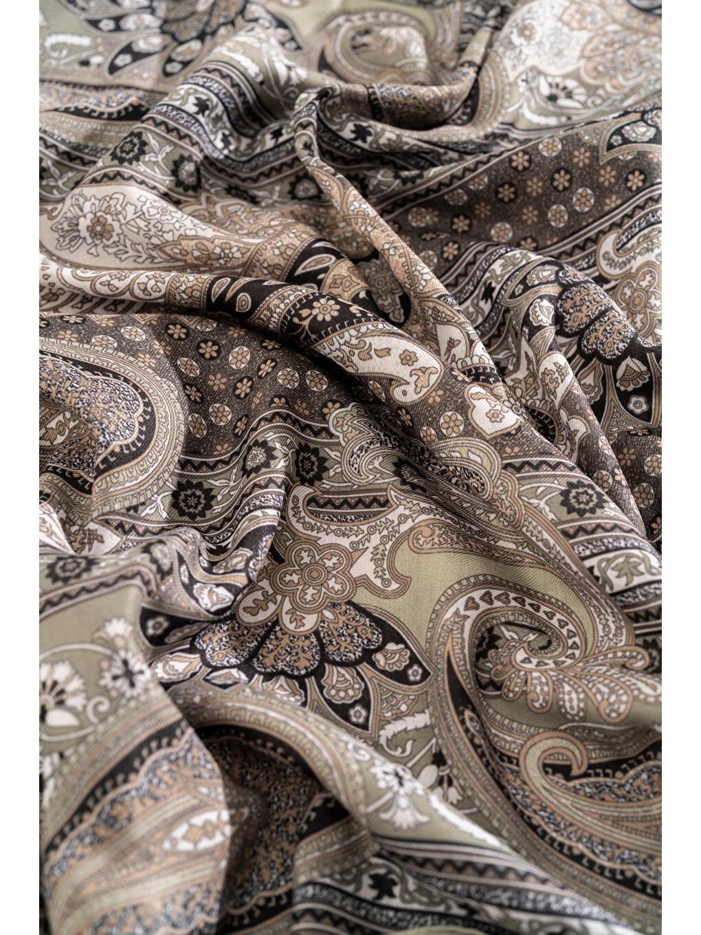 Haki Kadın Etnik Desen Soft Şal Adessa-2