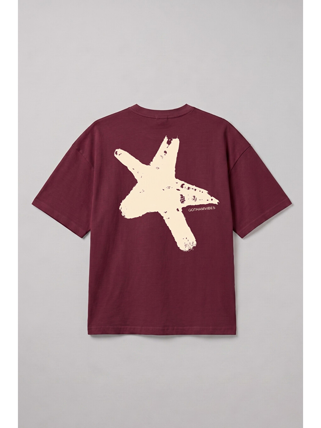 Erkek Boxy Star Bordo Premium T-Shirt