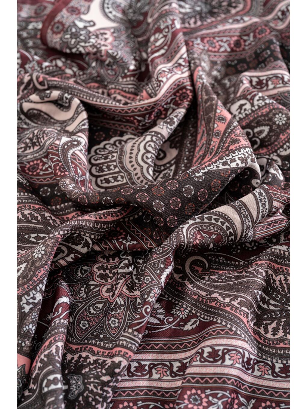 Bordo Kadın Etnik Desen Soft Şal Adessa-2