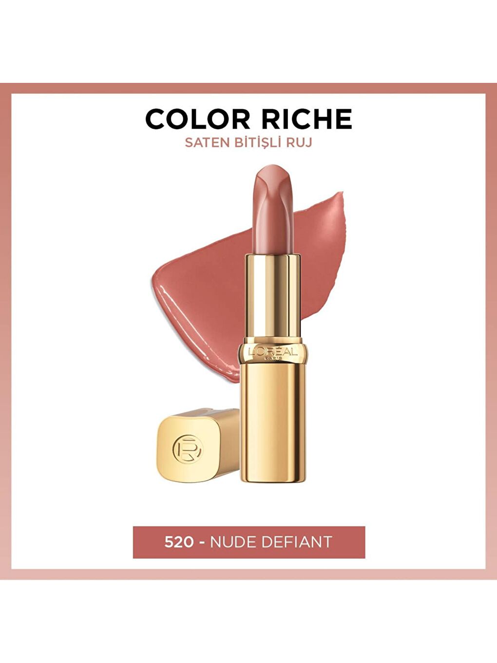 L'Oreal Paris Nude Color Riche Saten Bitişli Ruj - 520 Nude Defiant