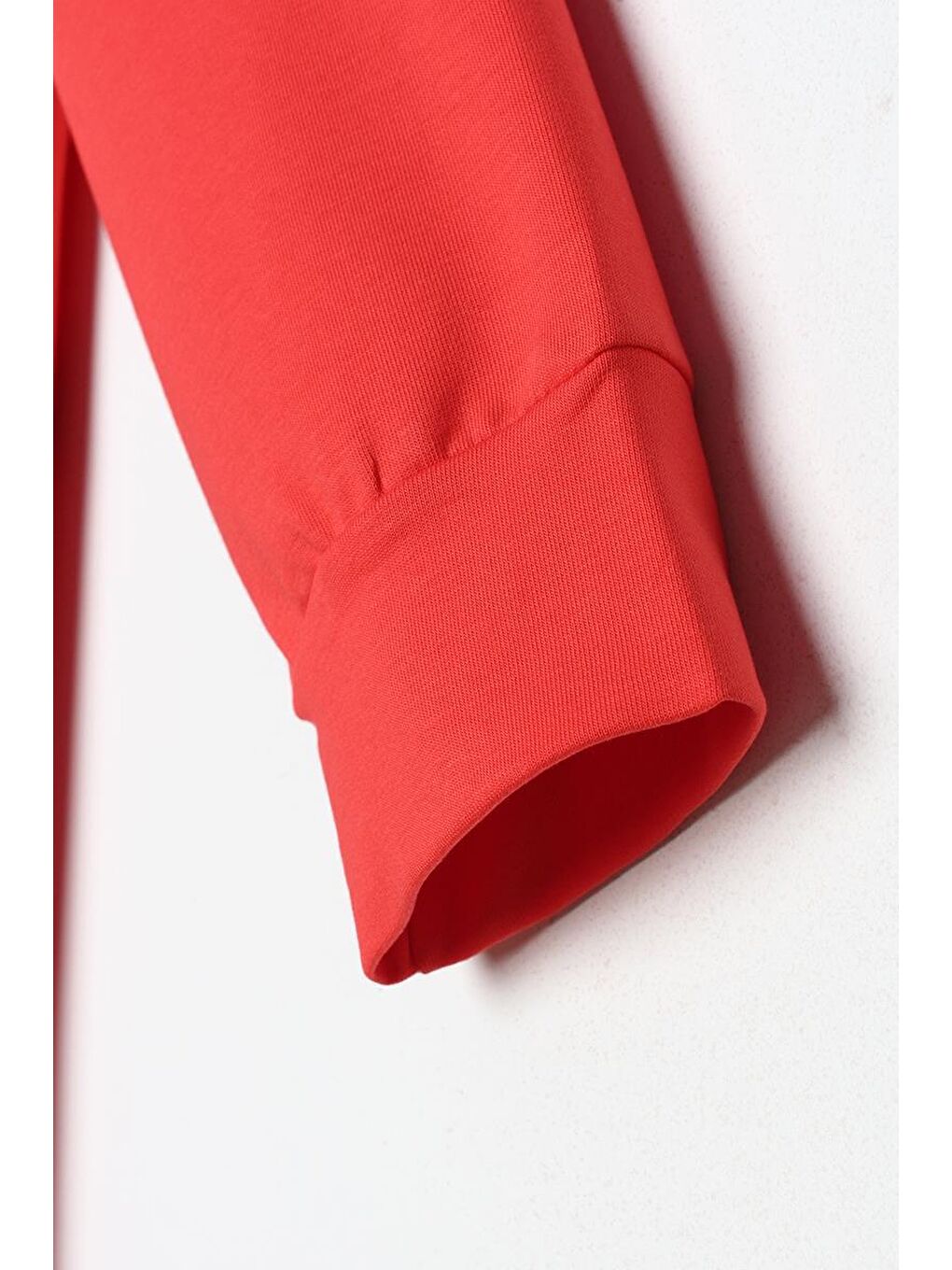 Kırmızı Nar Çiçeği Kapüşonlu Fermuarlı Sweat Hırka-5