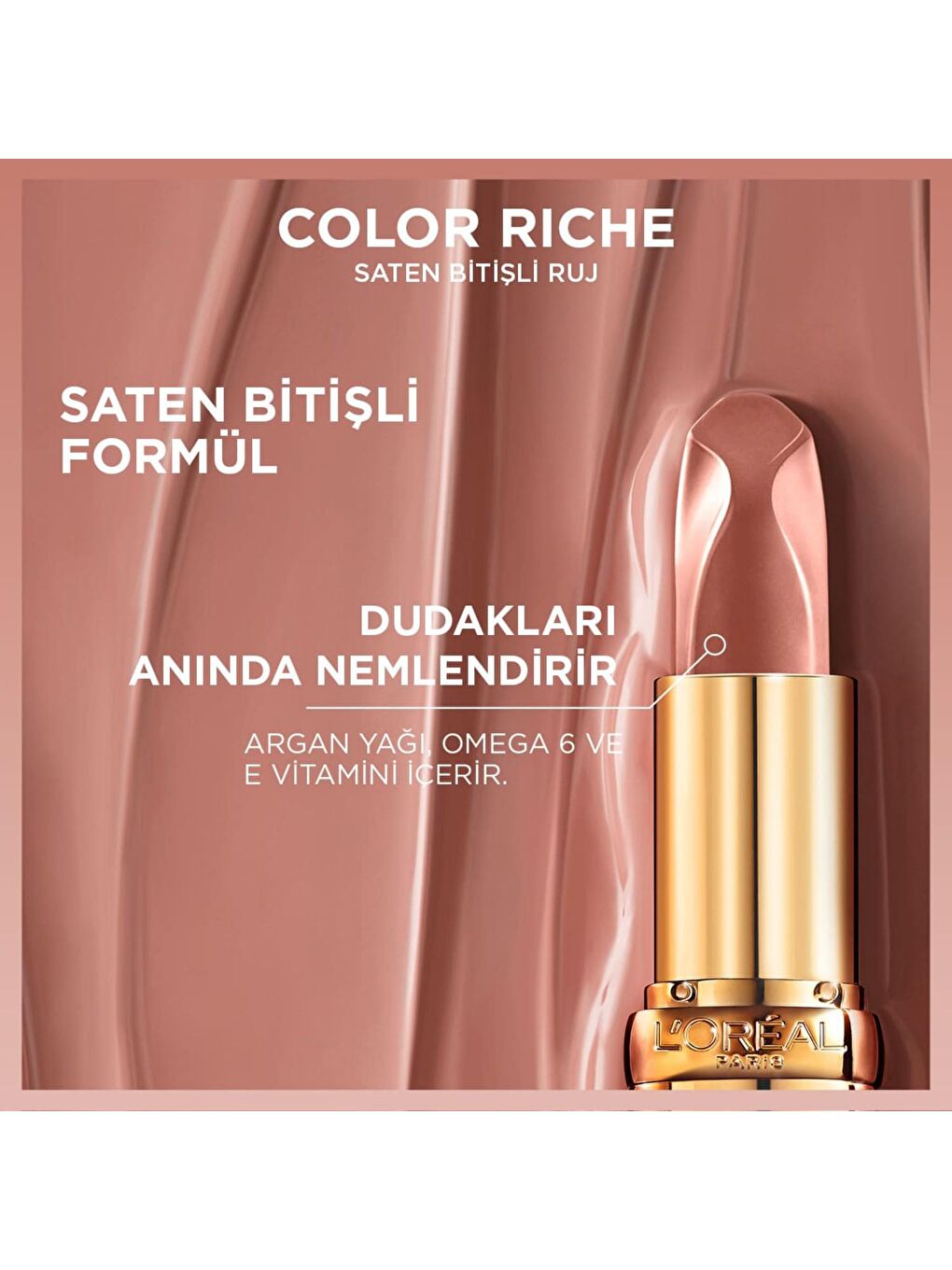 L'Oreal Paris Nude Color Riche Saten Bitişli Ruj - 520 Nude Defiant - 2