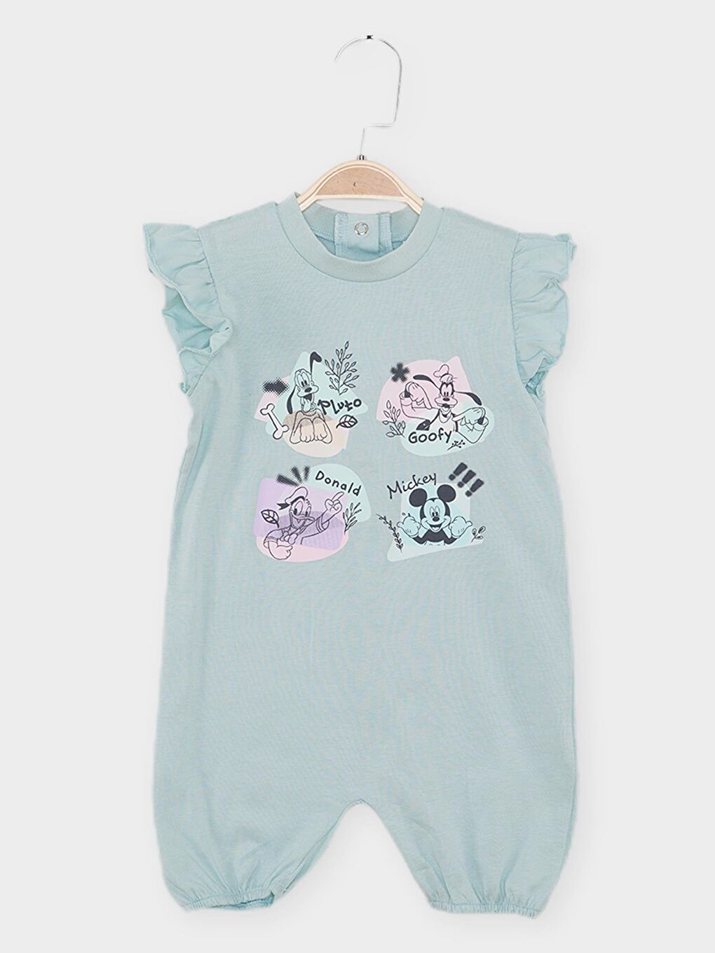 Mavi Minnie Mouse Lisanlı Kız Bebek Kısa Tulum 21790