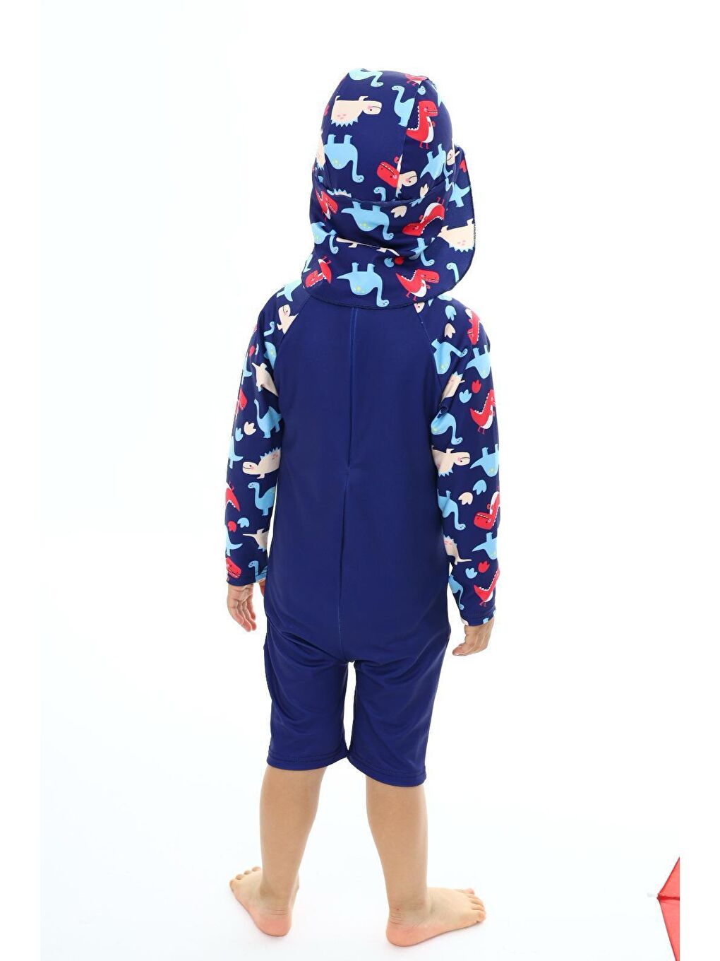 Lacivert Erkek Çocuk Şapkalı-Tek Parça Alt/Üst Mayo Takımı 2-10 Yaş 016-2