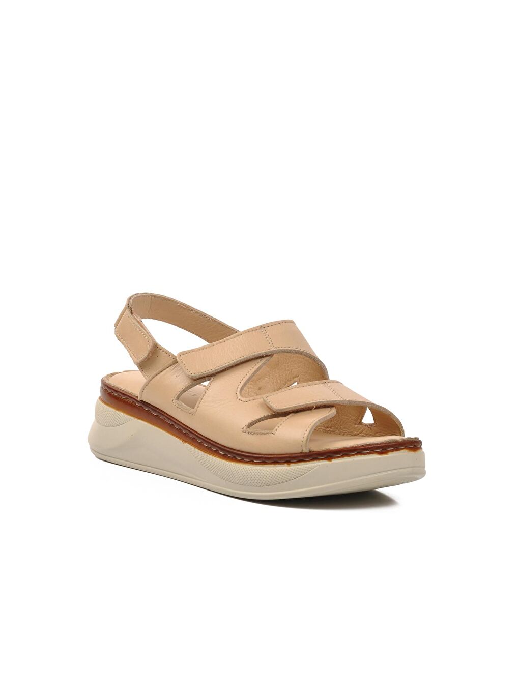 Bej Hakiki Deri Kadın Sandalet 24340228Y-2