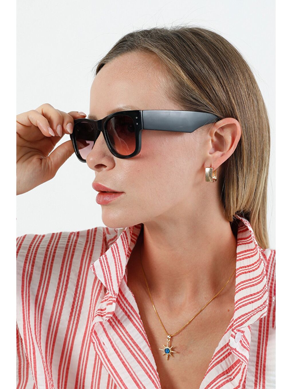 Pembe Parlak Çerçeveli Güneş Gözlüğü-1