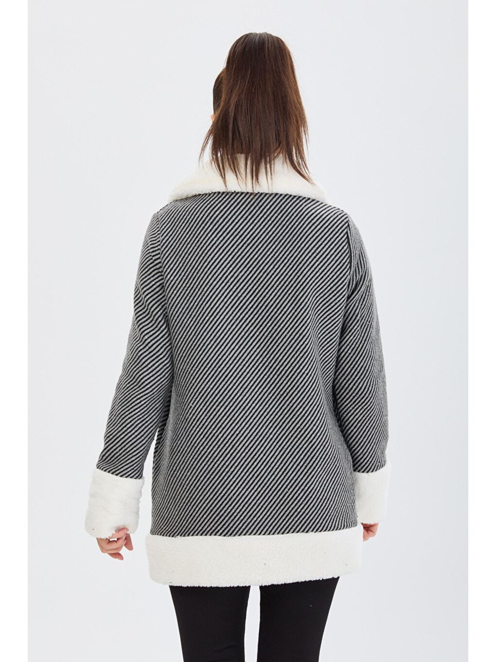 Ceket Yaka Kadın Gri Ceket - 13095-5