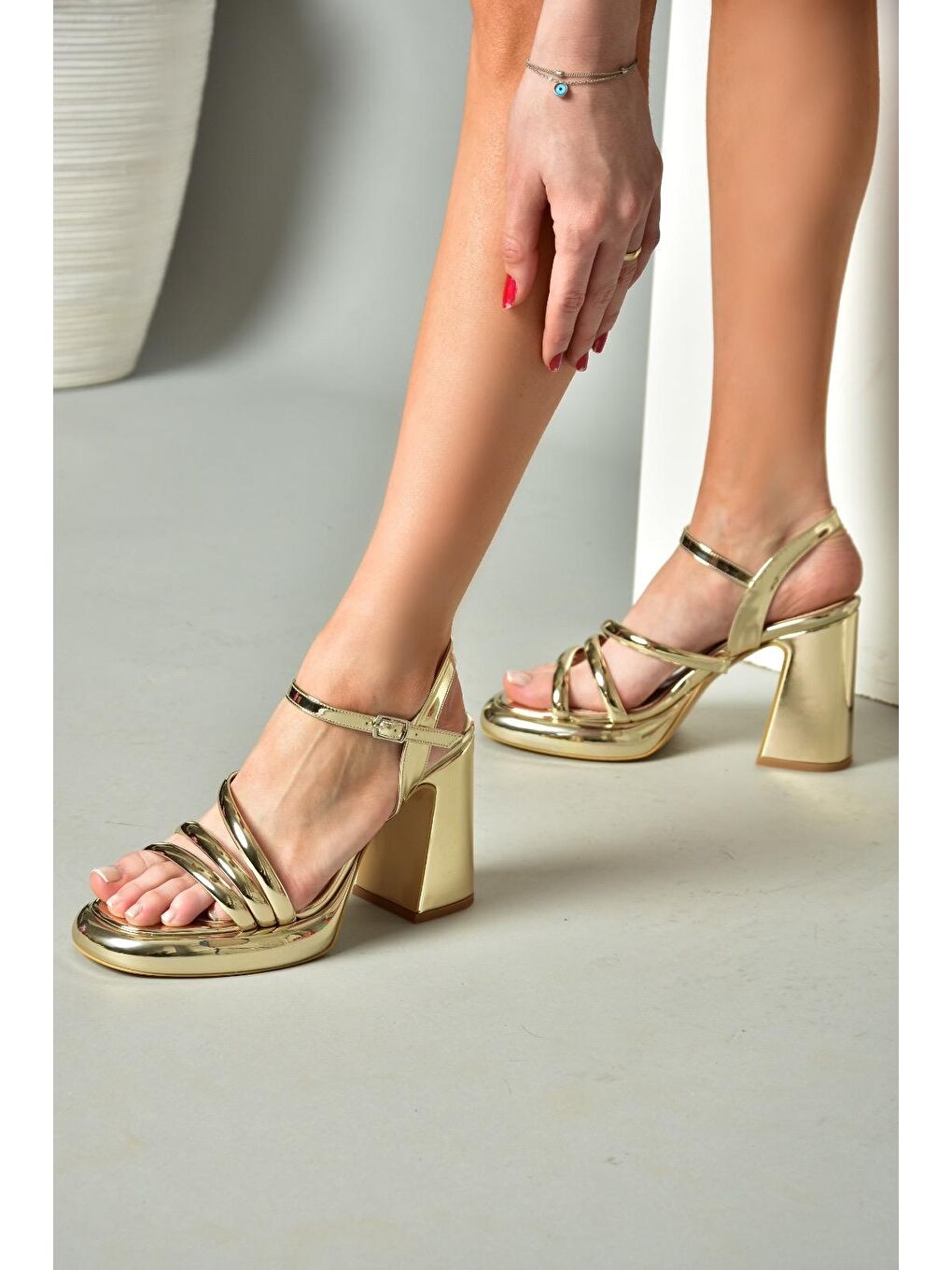 Sarı S5690202 Altın Kadın Topuklu Ayakkabı-3