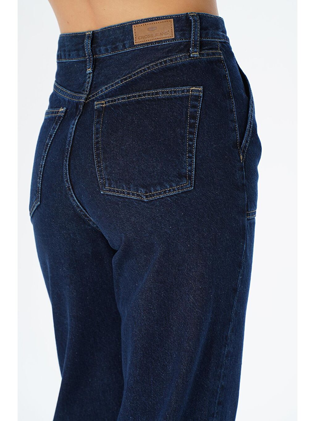 CROSS JEANS Koyu Mavi Diana Koyu Mavi Aplike Cep Detaylı Yüksek Bel Dad Straight Fit Fermuarlı Jean Pantolon C 4517-063 - 3