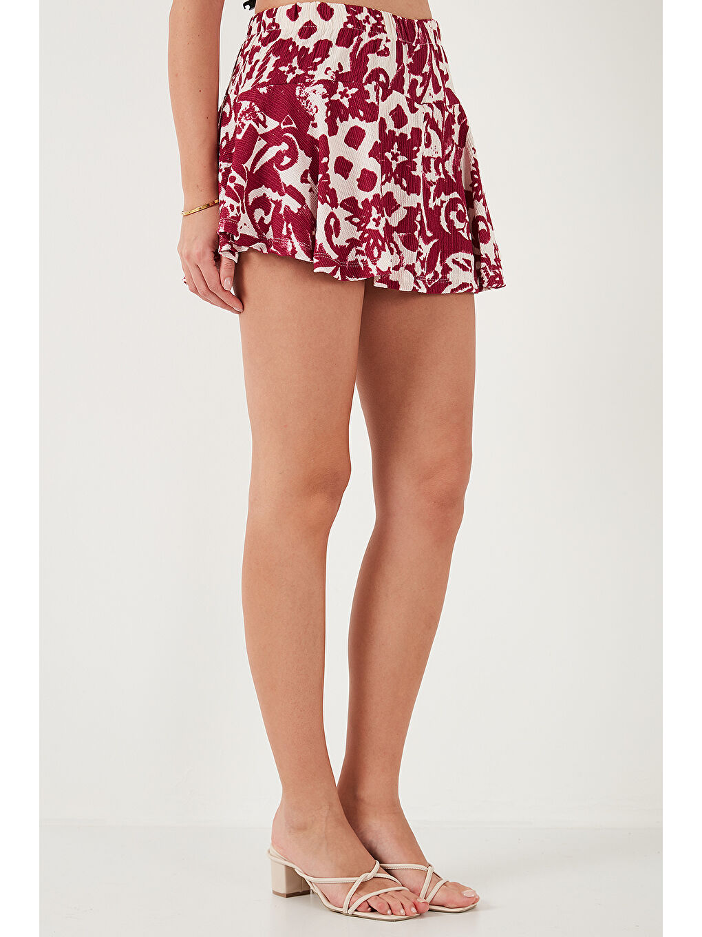 Mürdüm Desenli Slim Fit Mini Kadın Şort Etek 5869020-2