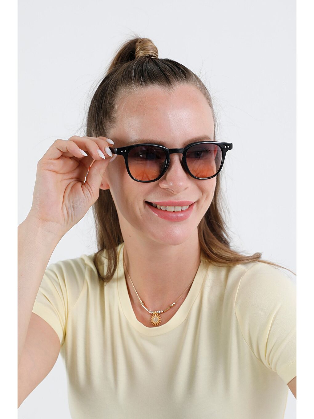 Kahverengi Metal Detaylı Çerçeveli Güneş Gözlüğü-2