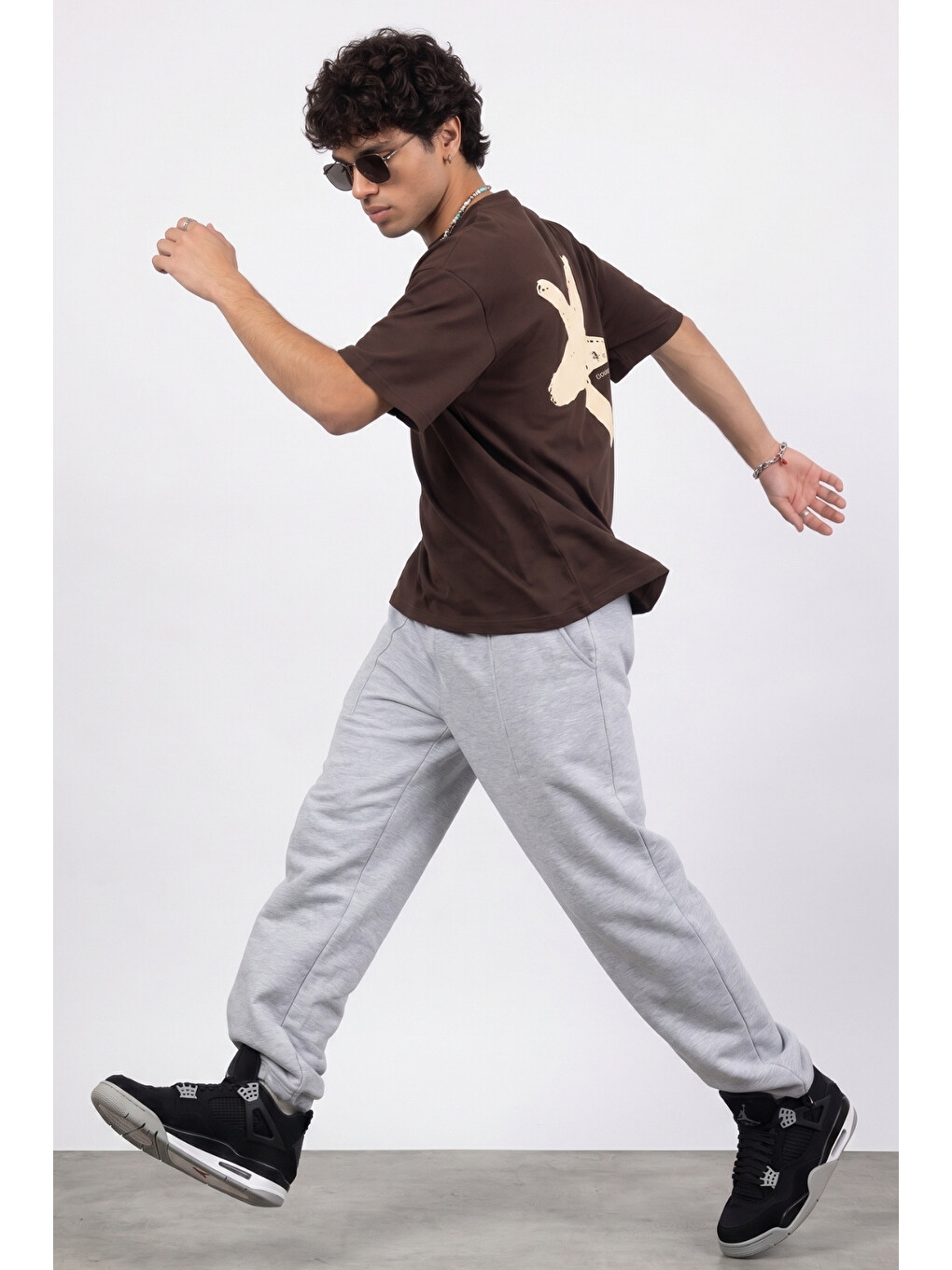Erkek Boxy Star Kahverengi Premium T-Shirt-2