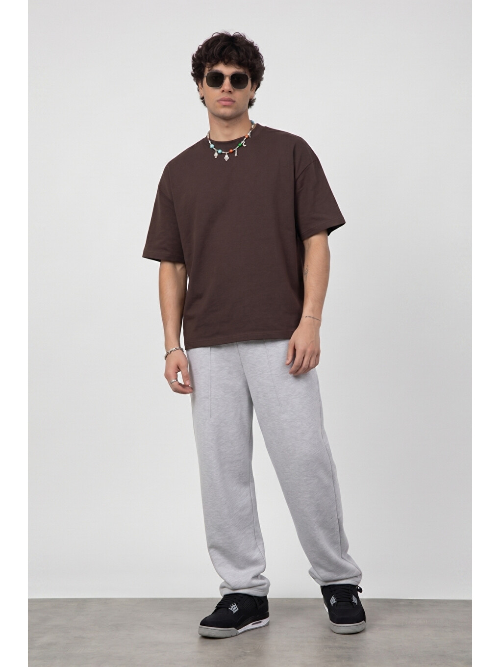 Erkek Boxy Star Kahverengi Premium T-Shirt-4