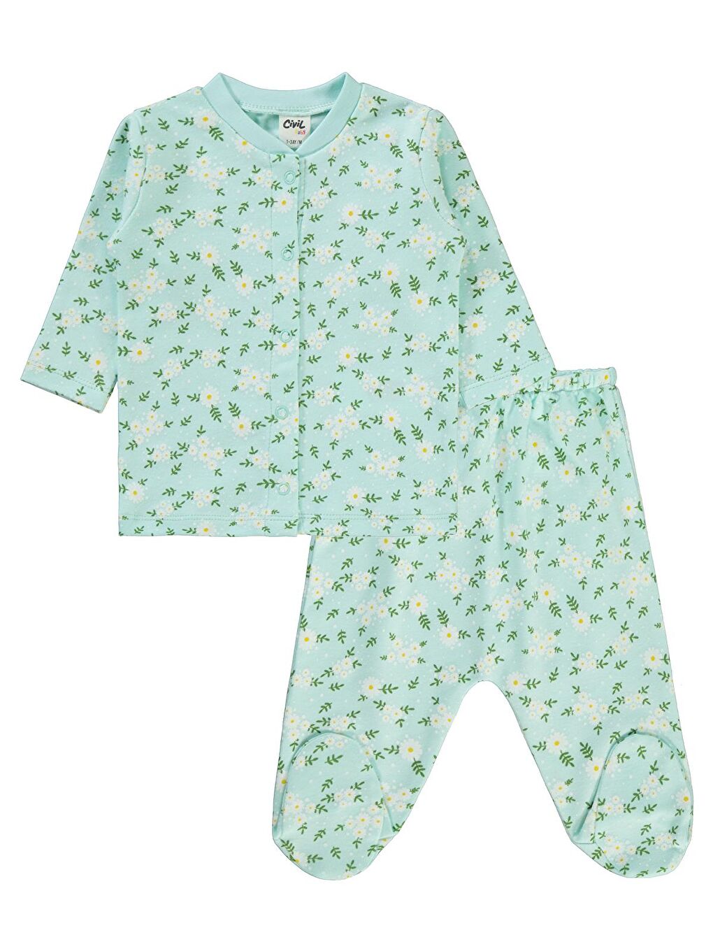 Baby Kız Bebek Pijama Takımı 1-6 Ay Mint Yeşili
