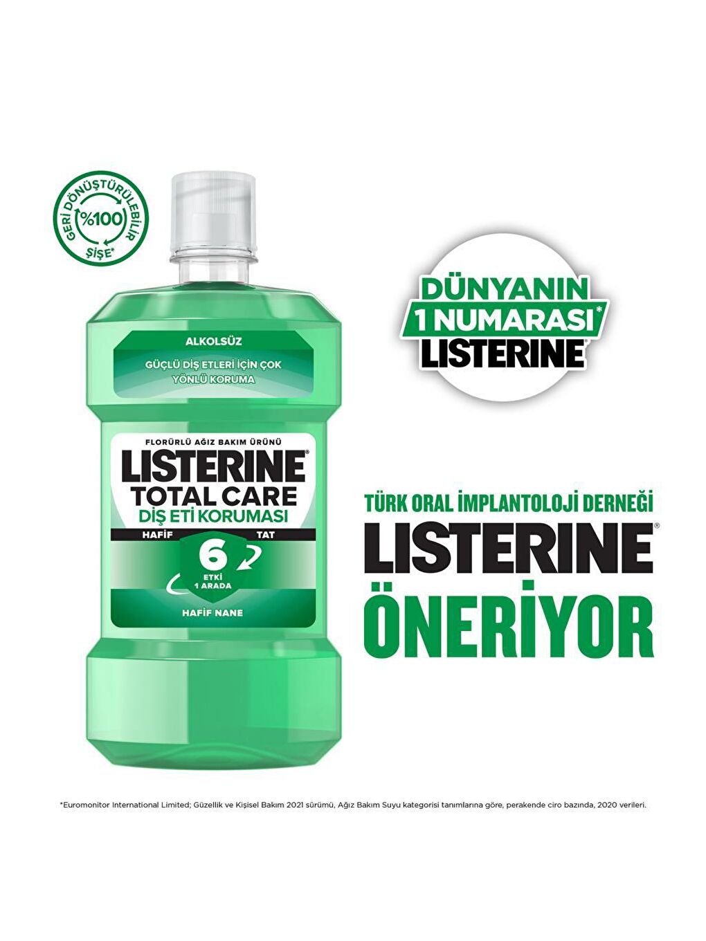 Listerine Renksiz Diş ve Diş Eti Koruması Hafif Tat 500 ml - 3