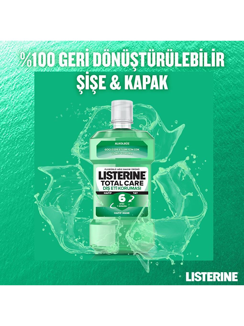 Listerine Renksiz Diş ve Diş Eti Koruması Hafif Tat 500 ml - 7