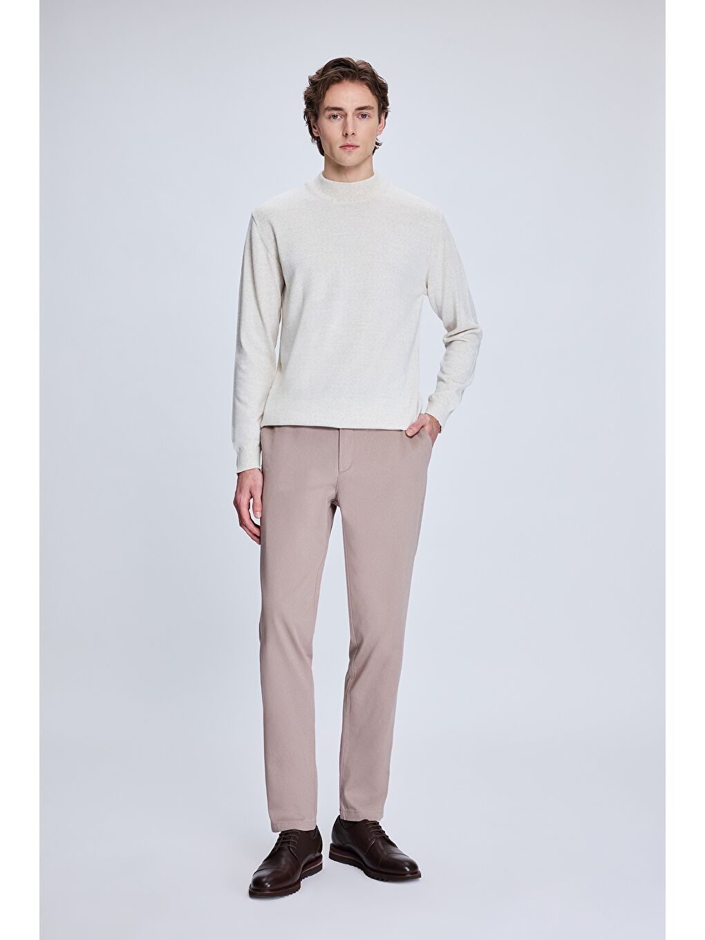 Bej Dinamik Fit Yandan Cepli Casual Jogger Pantolon-1