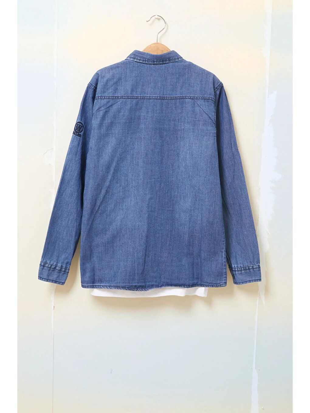 Mavi Logolu Tişörtlü Jean Gömlekli Erkek Çocuk 2li Takım 17718-4