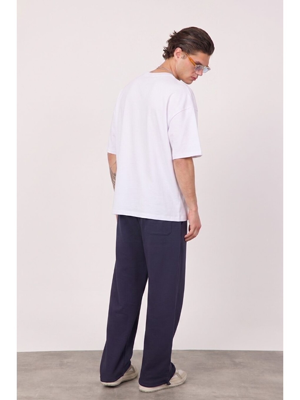 Erkek Blank Oversize Beyaz T-Shirt-2