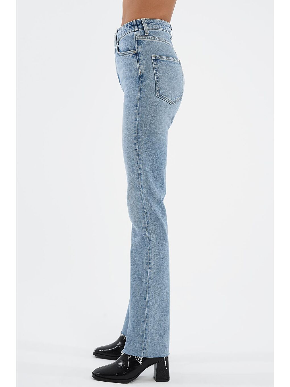 CROSS JEANS Mavi Açık Mavi Slim Straight Paçası Yırtmaçlı Çapraz Kemerli Jean Pantolon C 4556-012 - 2