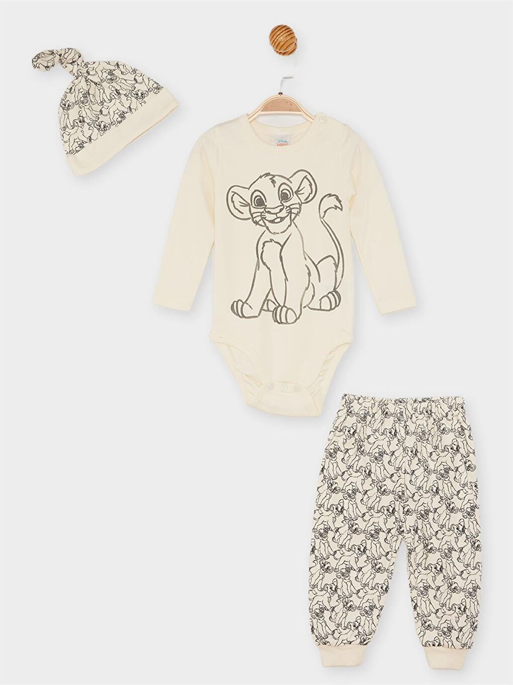 Ekru Aslan Kral Lisanslı Erkek Bebek 3'Lü Set 21441