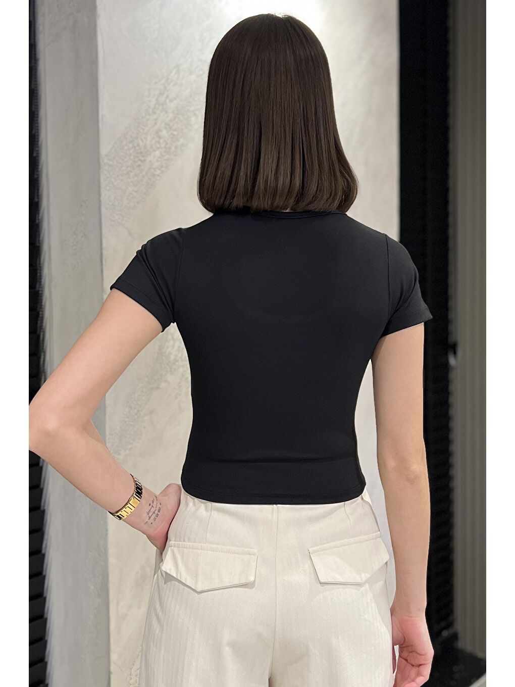 Siyah Kadın Modal Kumaş Elastanlı Bluz-2