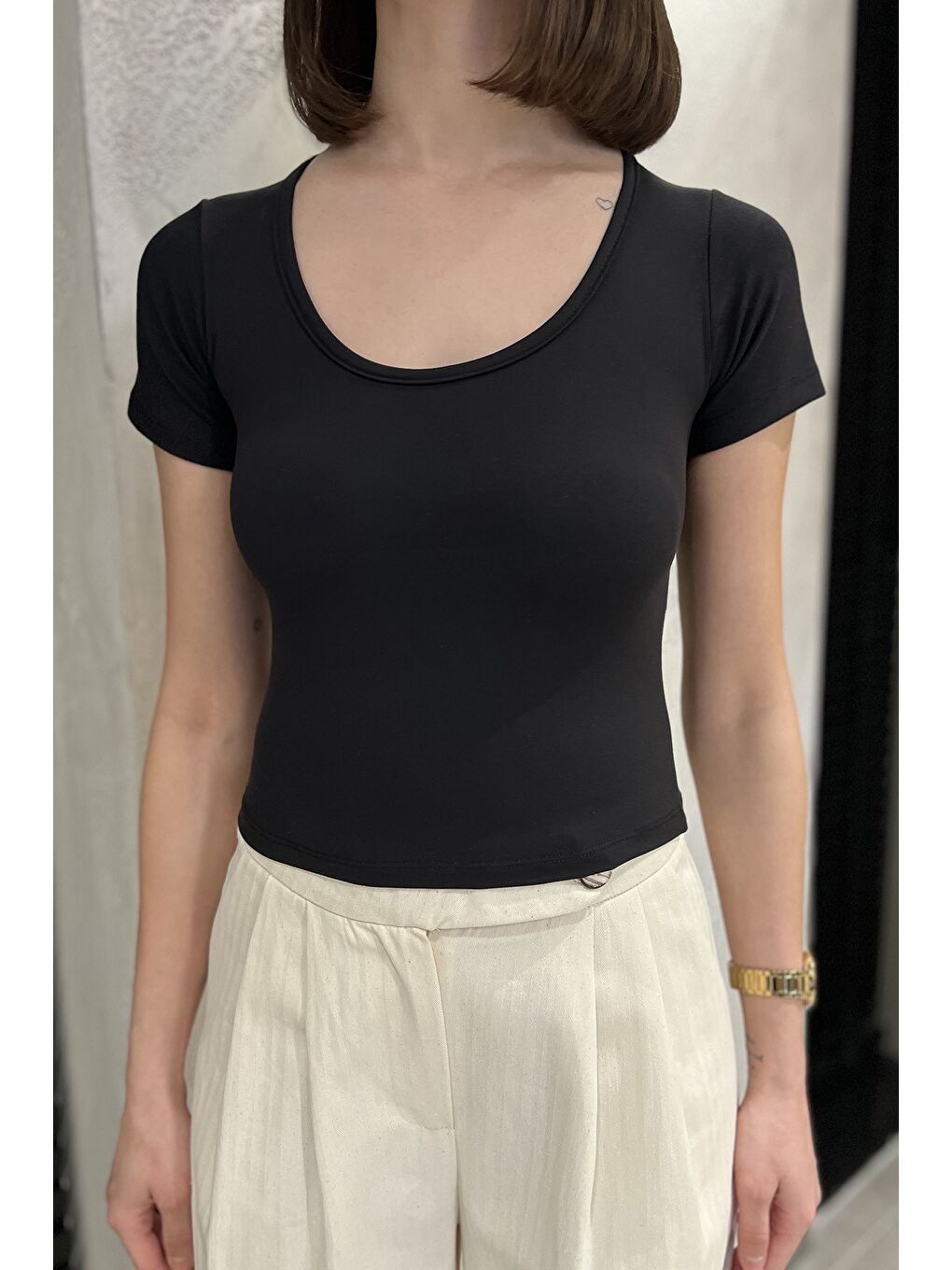 Siyah Kadın Modal Kumaş Elastanlı Bluz-3