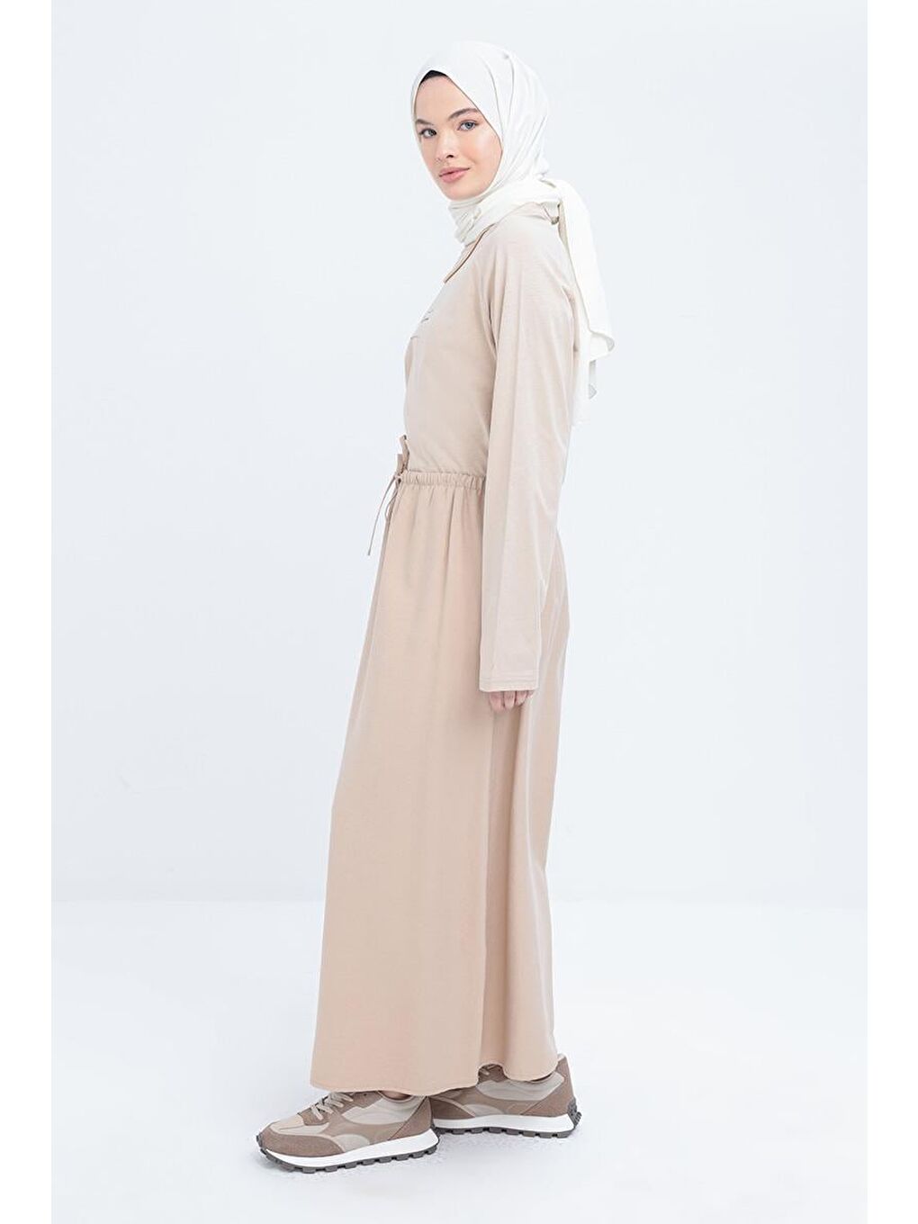 Bej-Beli Büzgülü Çan Etek-1