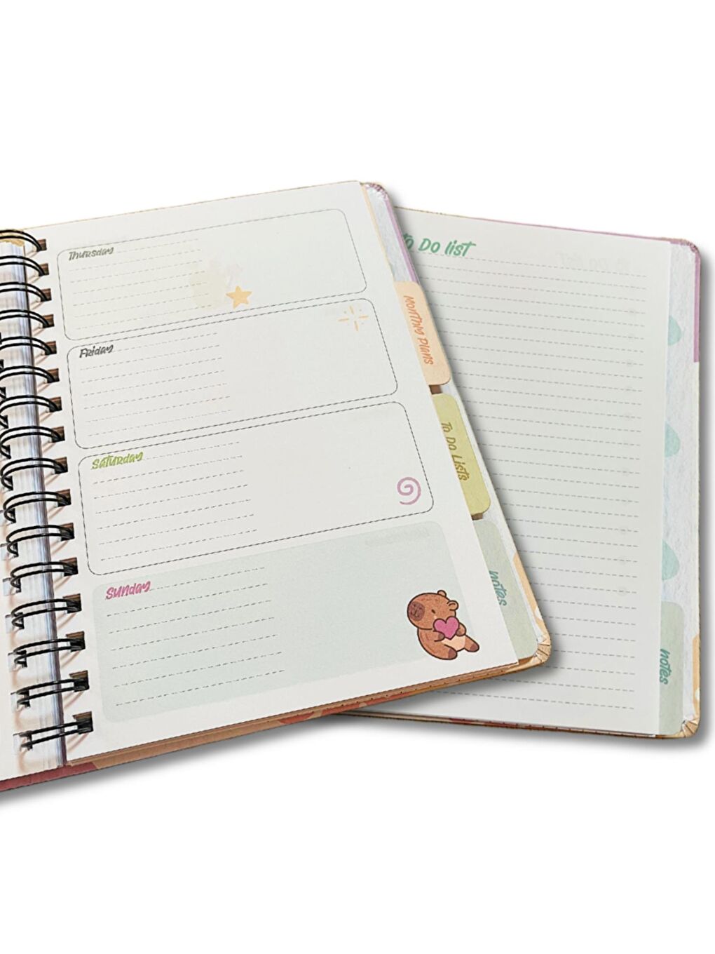 A5 120 Yaprak Sert Kapak Spiralli Lastikli Ayraçlı Planner Defter (7827)-3