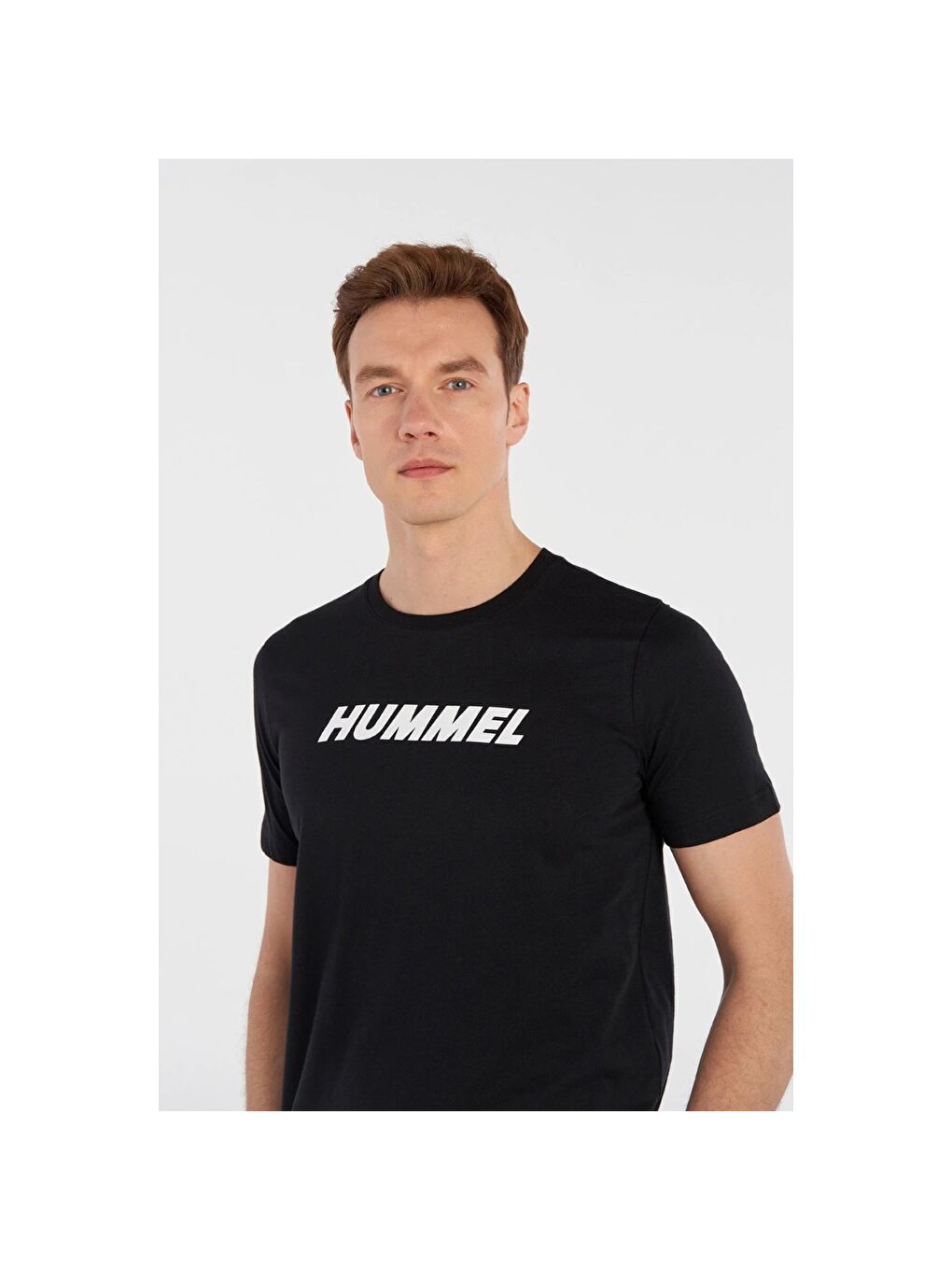 Hummel Elemental Logo Pamuk Erkek Siyah Yuvarlak Yaka Tişört - 1