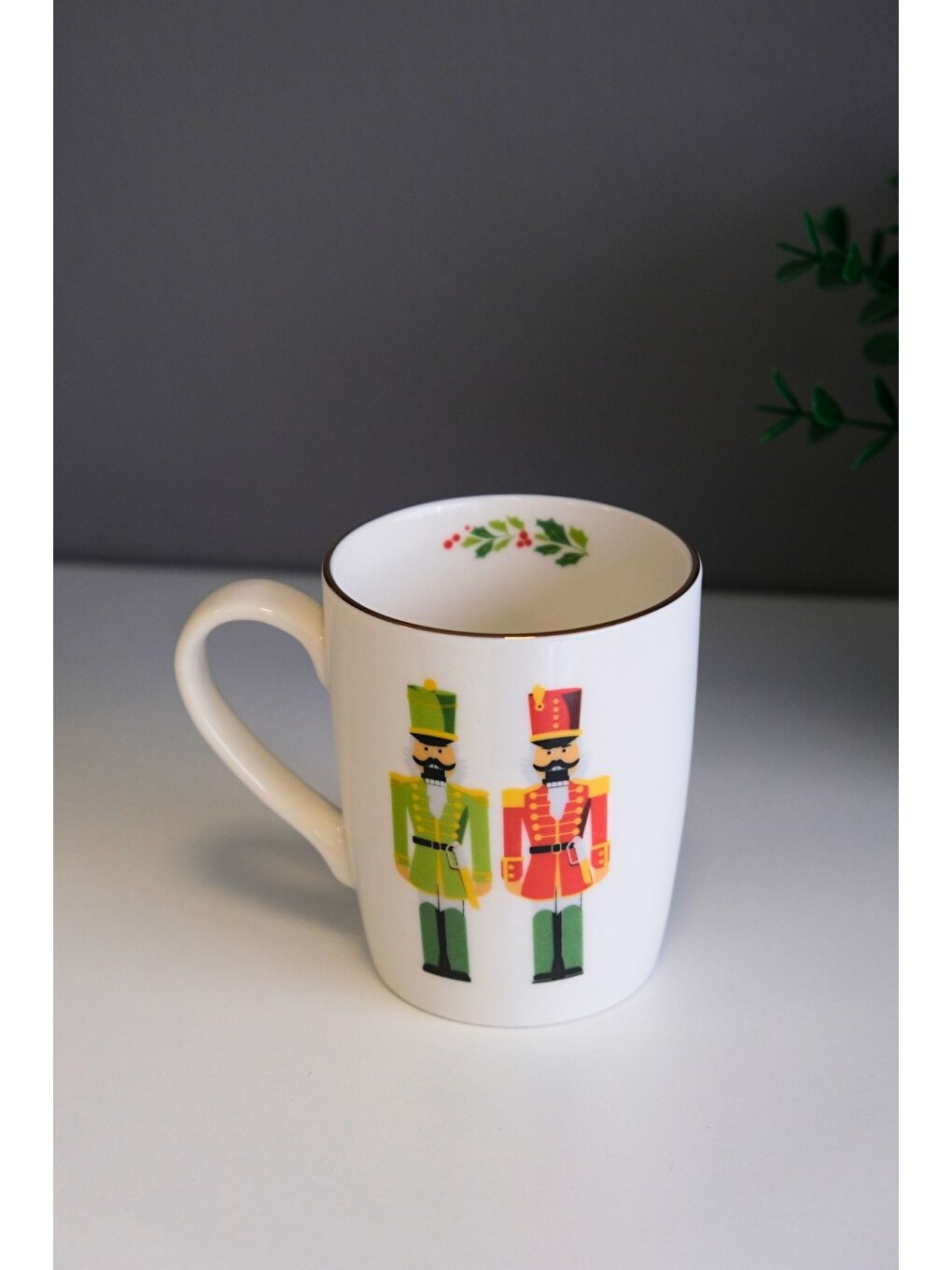 Karışık Porselen Altın Yaldızlı Kurşun Asker Kulplu Mug Kupa 9cm 220ml 4 lü-2