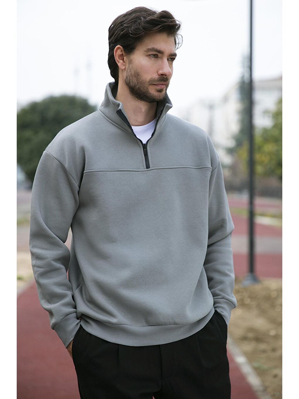 Buratti Açık Haki Regular Fit Pamuklu İçi Tüylü Yumuşak Şardonlu Kışlık Sweat 59053431