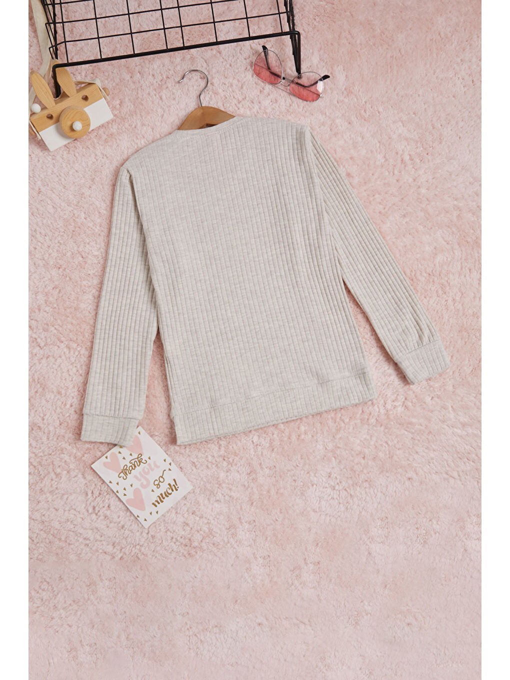 Ekru Krem Önü Fırfırlı Fitilli Uzun Kollu Sweatshirt-4