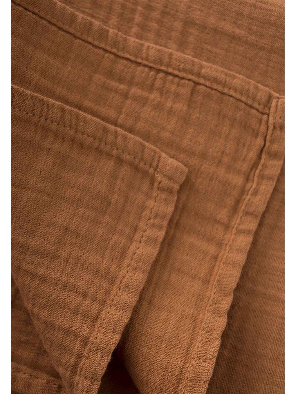 Düz Müslin Battaniye 90x100 cm Açık Kahverengi-2